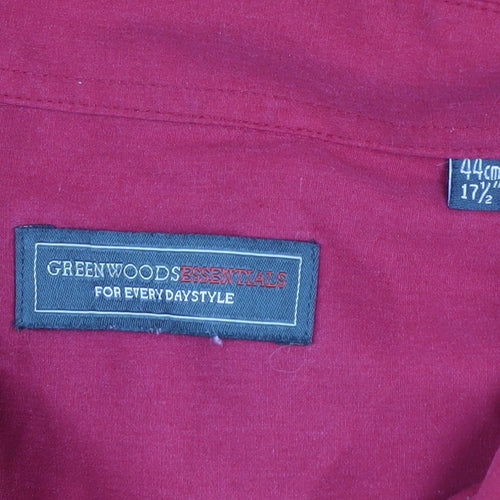 Greenwoods Essentials Men's Red Long Sleeve Button-Up Shirt 17.5in Classic Fit