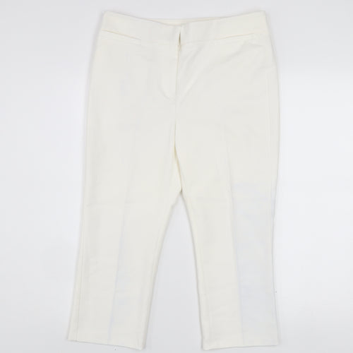 Marks and Spencer Women Ivory Cropped Slim Trousers Size 10