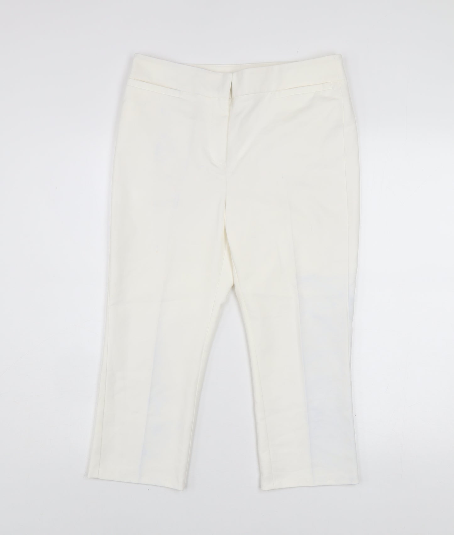 Marks and Spencer Women Ivory Cropped Slim Trousers Size 10