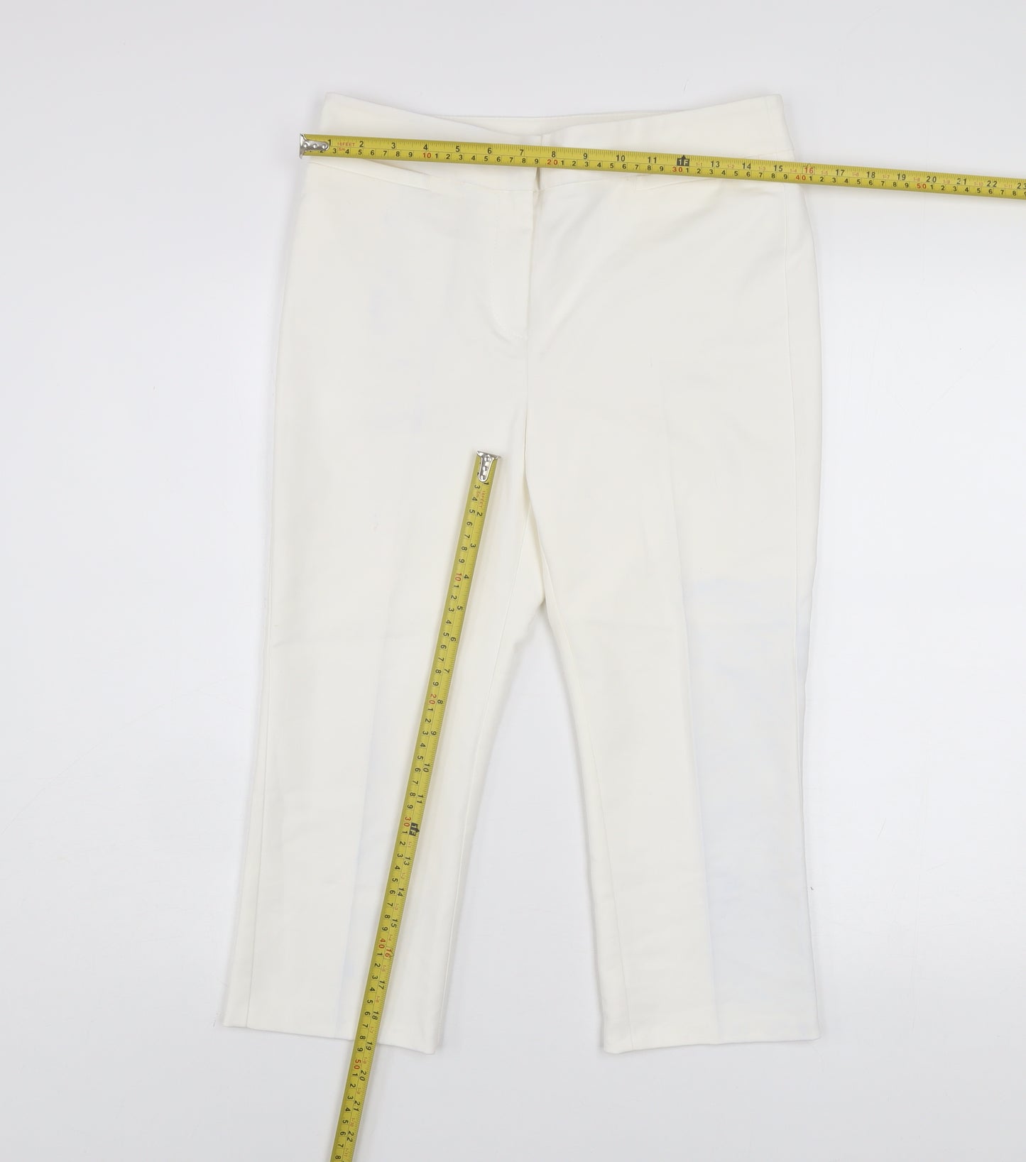 Marks and Spencer Women Ivory Cropped Slim Trousers Size 10
