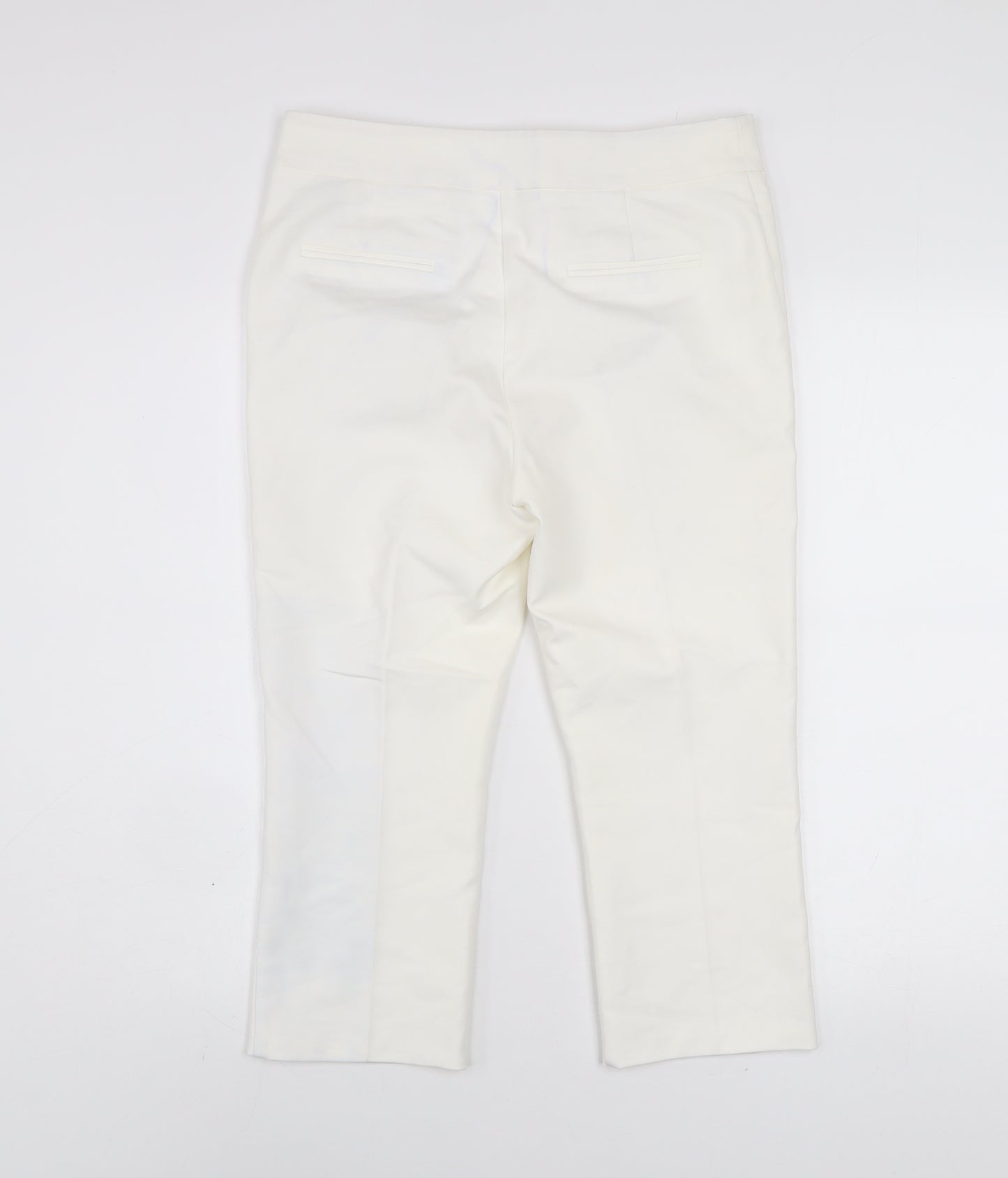 Marks and Spencer Women Ivory Cropped Slim Trousers Size 10