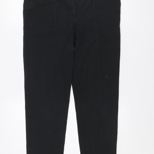 Next Women Black Slim Fit Tailored Cotton Trousers Size 12