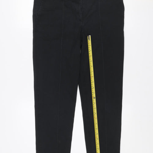 Next Women Black Slim Fit Tailored Cotton Trousers Size 12