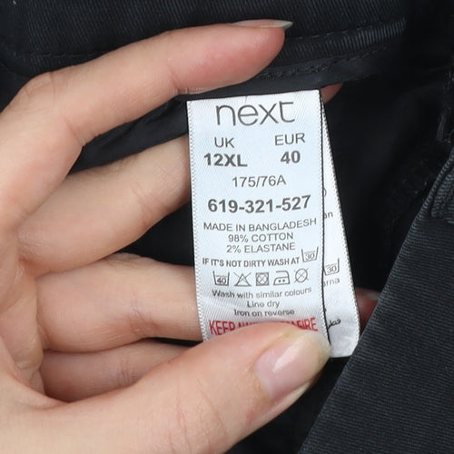 Next Women Black Slim Fit Tailored Cotton Trousers Size 12