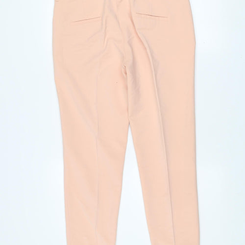 Zara Woman Beige Cropped Trousers L Cotton Blend Slim Fit