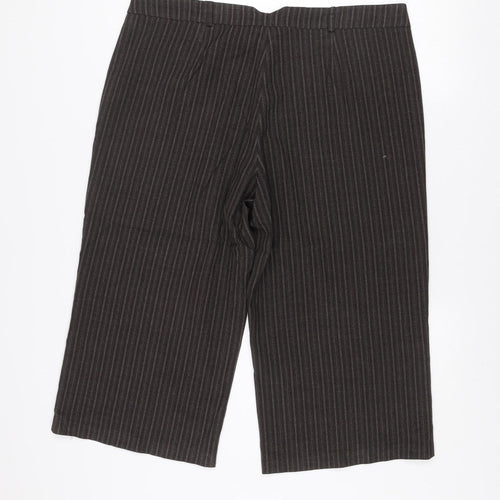 Amaranto Women’s Brown Pinstripe Cropped Wide-Leg Trousers Size 16