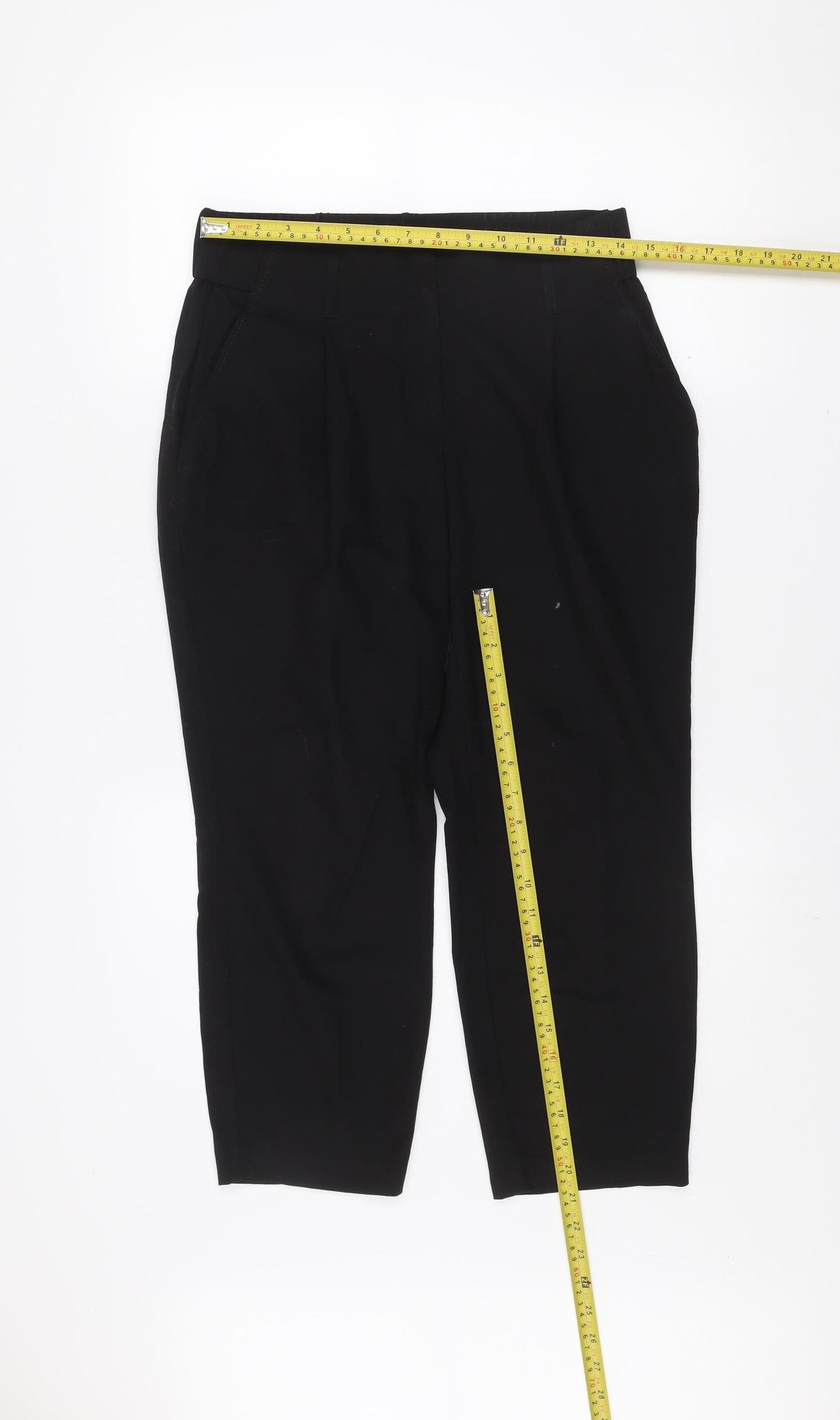 Dorothy Perkins Womens Black UK10 Cropped Trousers Polyester Blend