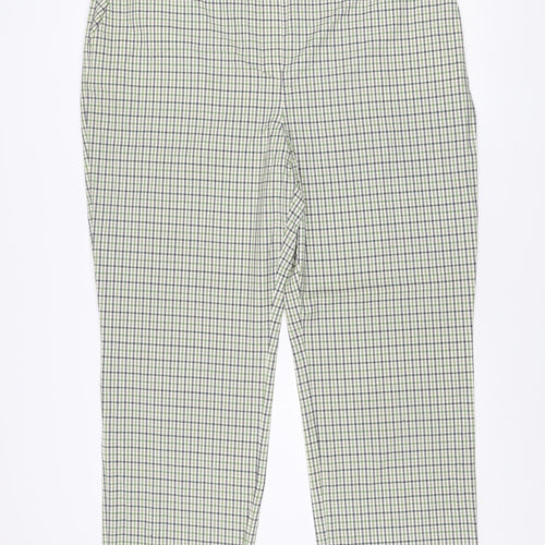 Marks and Spencer Autograph Women's Green Checked Wool Blend Straight Trousers Size 22