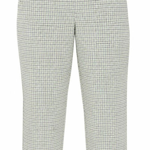 Marks and Spencer Autograph Women's Green Checked Wool Blend Straight Trousers Size 22