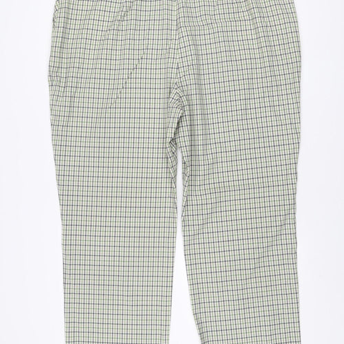 Marks and Spencer Autograph Women's Green Checked Wool Blend Straight Trousers Size 22