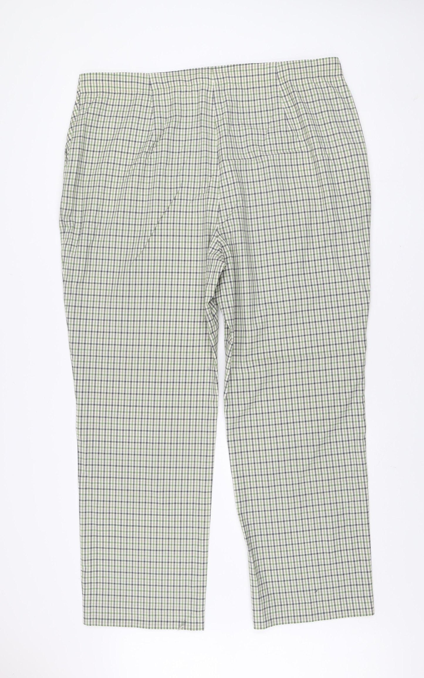 Marks and Spencer Autograph Women's Green Checked Wool Blend Straight Trousers Size 22
