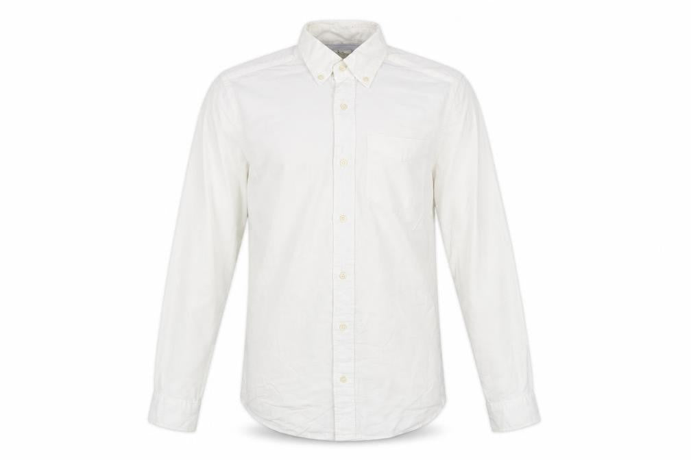 Front view of Next Men's White Cotton Button-Up Casual Shirt Small Regular Fit