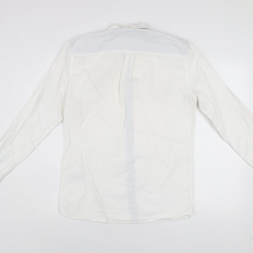 Next Men's White Cotton Button-Up Casual Shirt Small Regular Fit