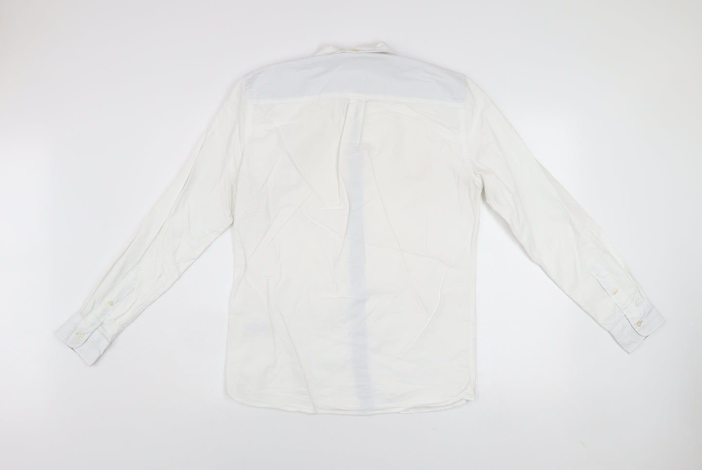 Next Men's White Cotton Button-Up Casual Shirt Small Regular Fit