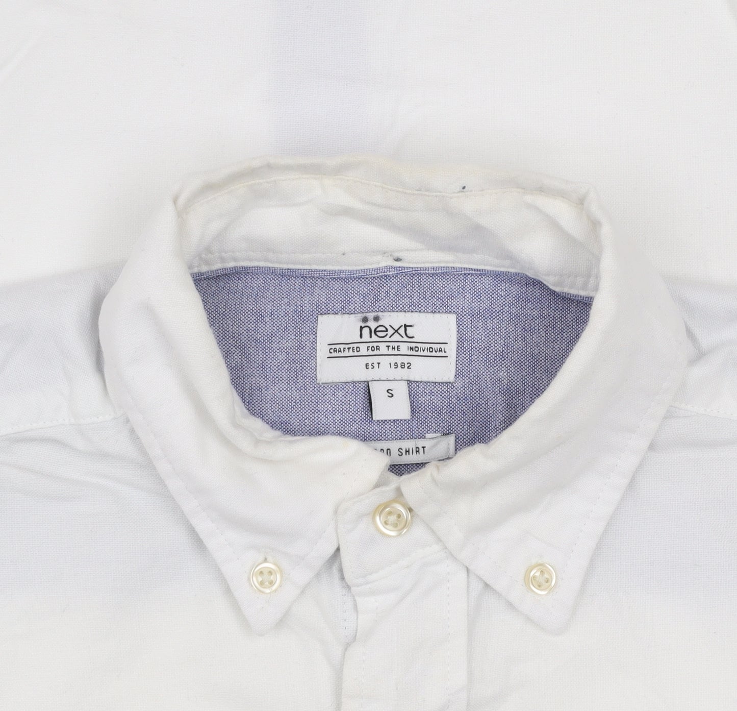 Next Men's White Cotton Button-Up Casual Shirt Small Regular Fit