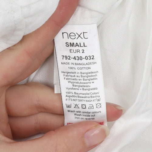 Next Men's White Cotton Button-Up Casual Shirt Small Regular Fit