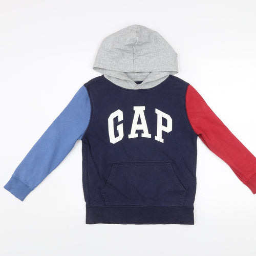 GAP Boys Multicoloured Hoodie Blue Red Grey Cotton Blend Size 8 M