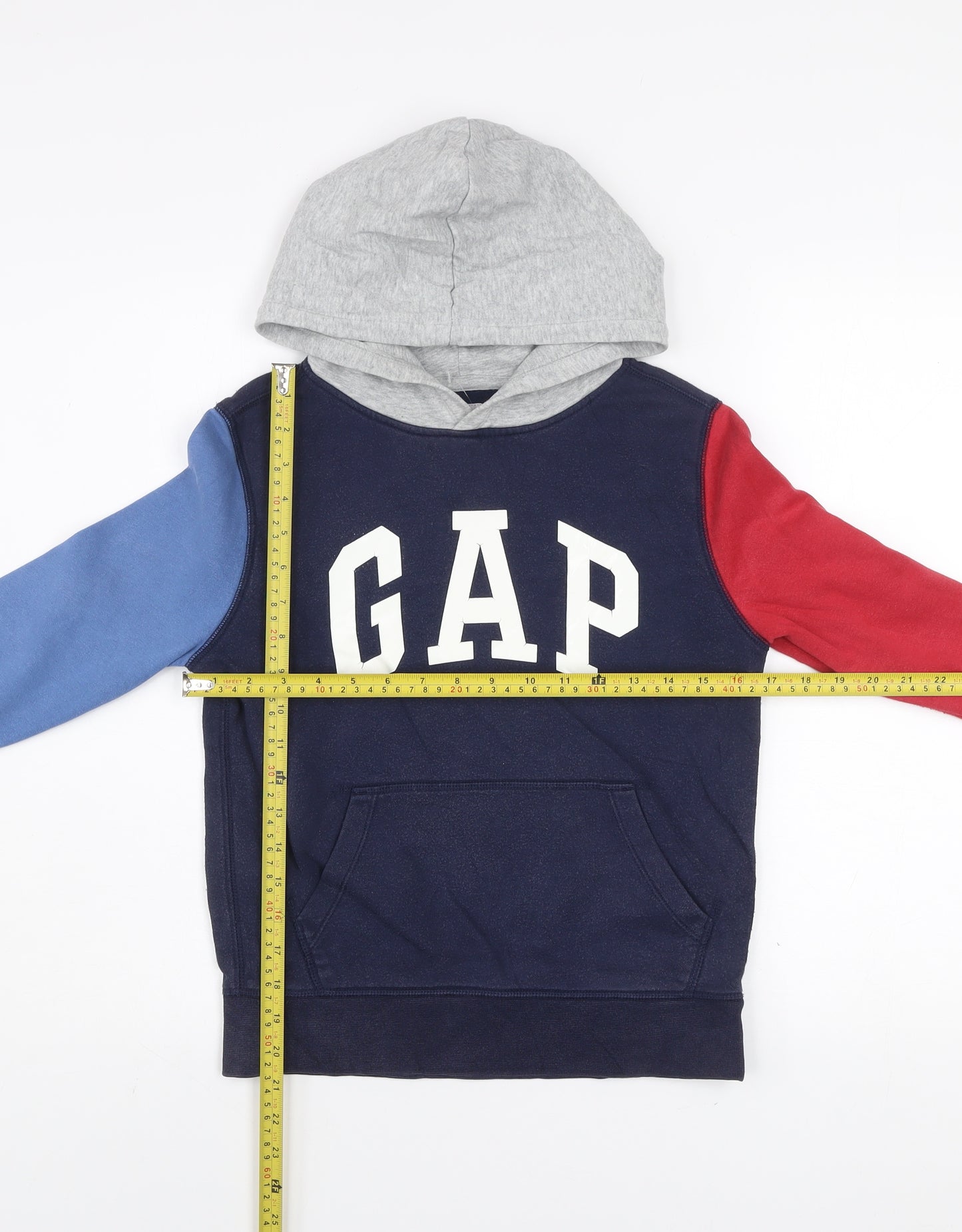 GAP Boys Multicoloured Hoodie Blue Red Grey Cotton Blend Size 8 M