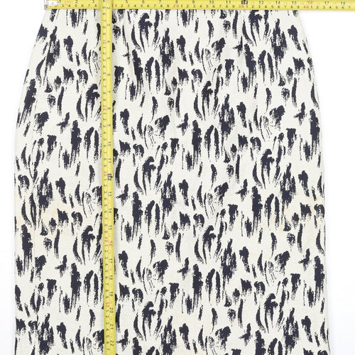 Great Plains Women’s White Animal Print Cotton Pencil Skirt Size 10