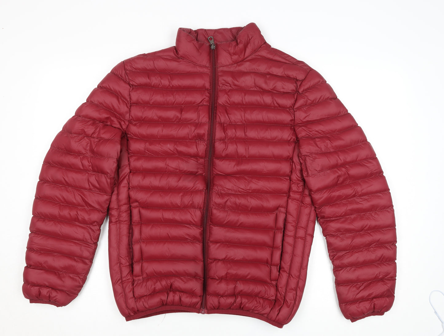Pacific Union Womens Red Puffer Jacket Medium Polyester Zip Casual