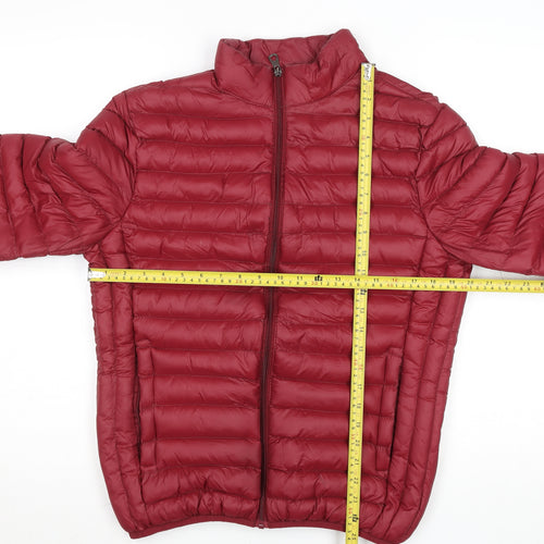 Pacific Union Womens Red Puffer Jacket Medium Polyester Zip Casual