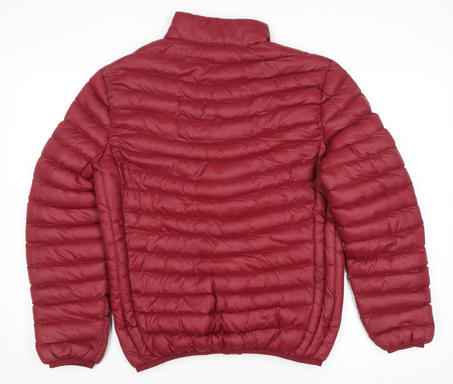 Pacific Union Womens Red Puffer Jacket Medium Polyester Zip Casual