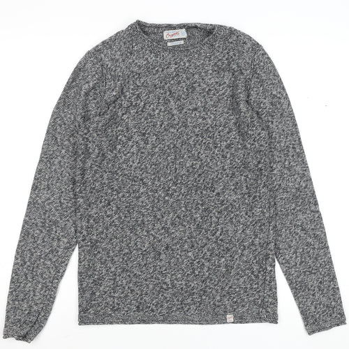 Jack & Jones Men's Grey Cotton Knit Crew Neck Jumper Size M