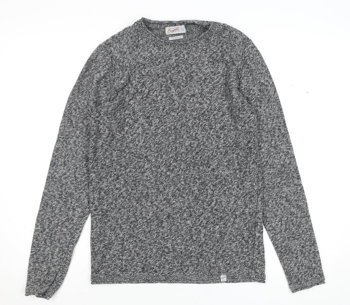 Jack & Jones Men's Grey Cotton Knit Crew Neck Jumper Size M