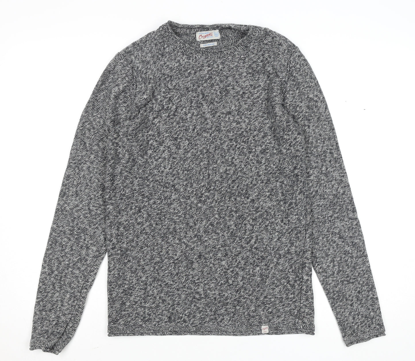 Jack & Jones Men's Grey Cotton Knit Crew Neck Jumper Size M