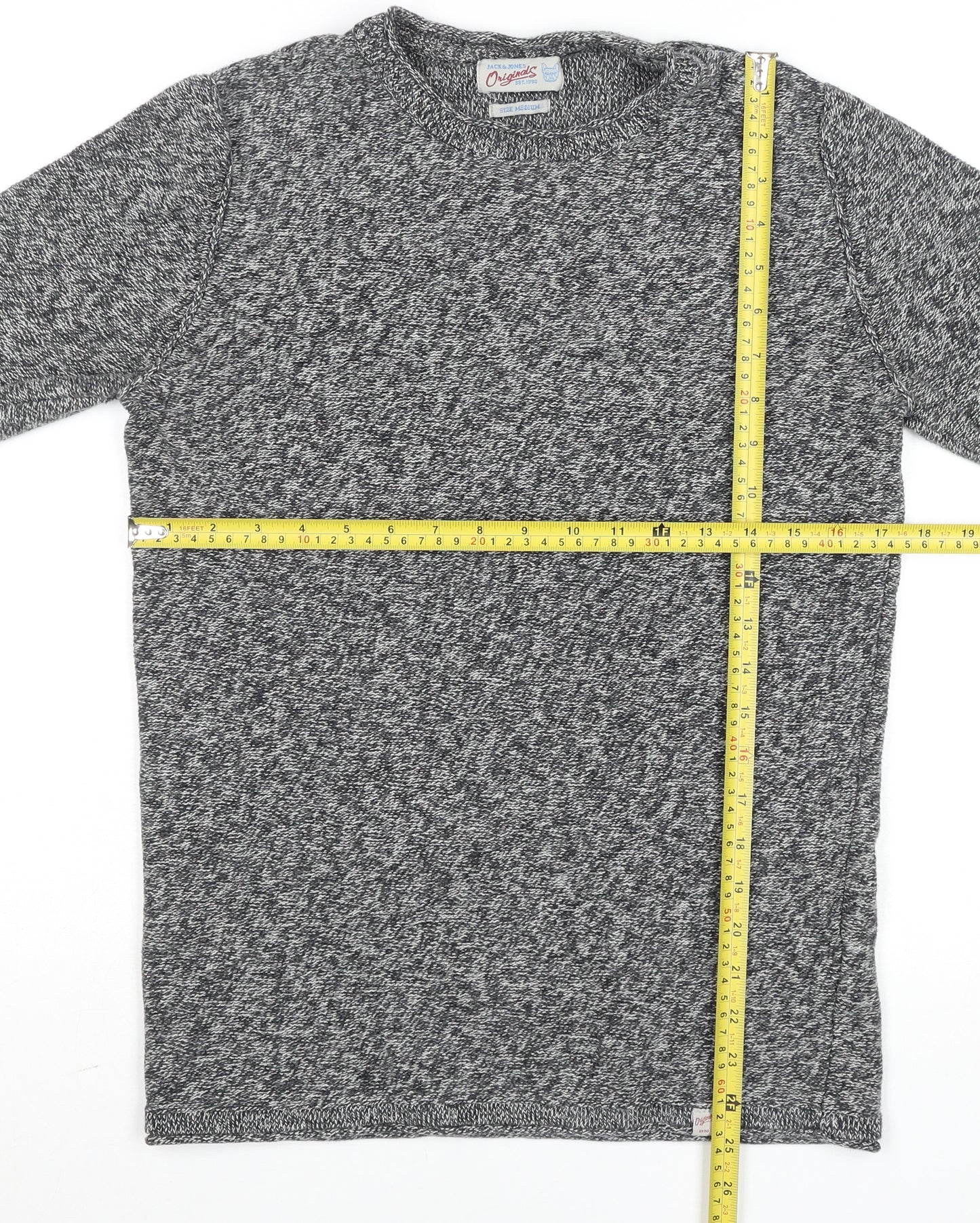 Jack & Jones Men's Grey Cotton Knit Crew Neck Jumper Size M