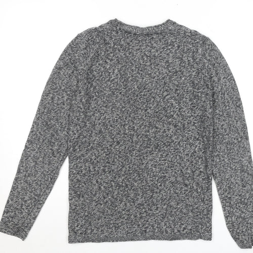Jack & Jones Men's Grey Cotton Knit Crew Neck Jumper Size M