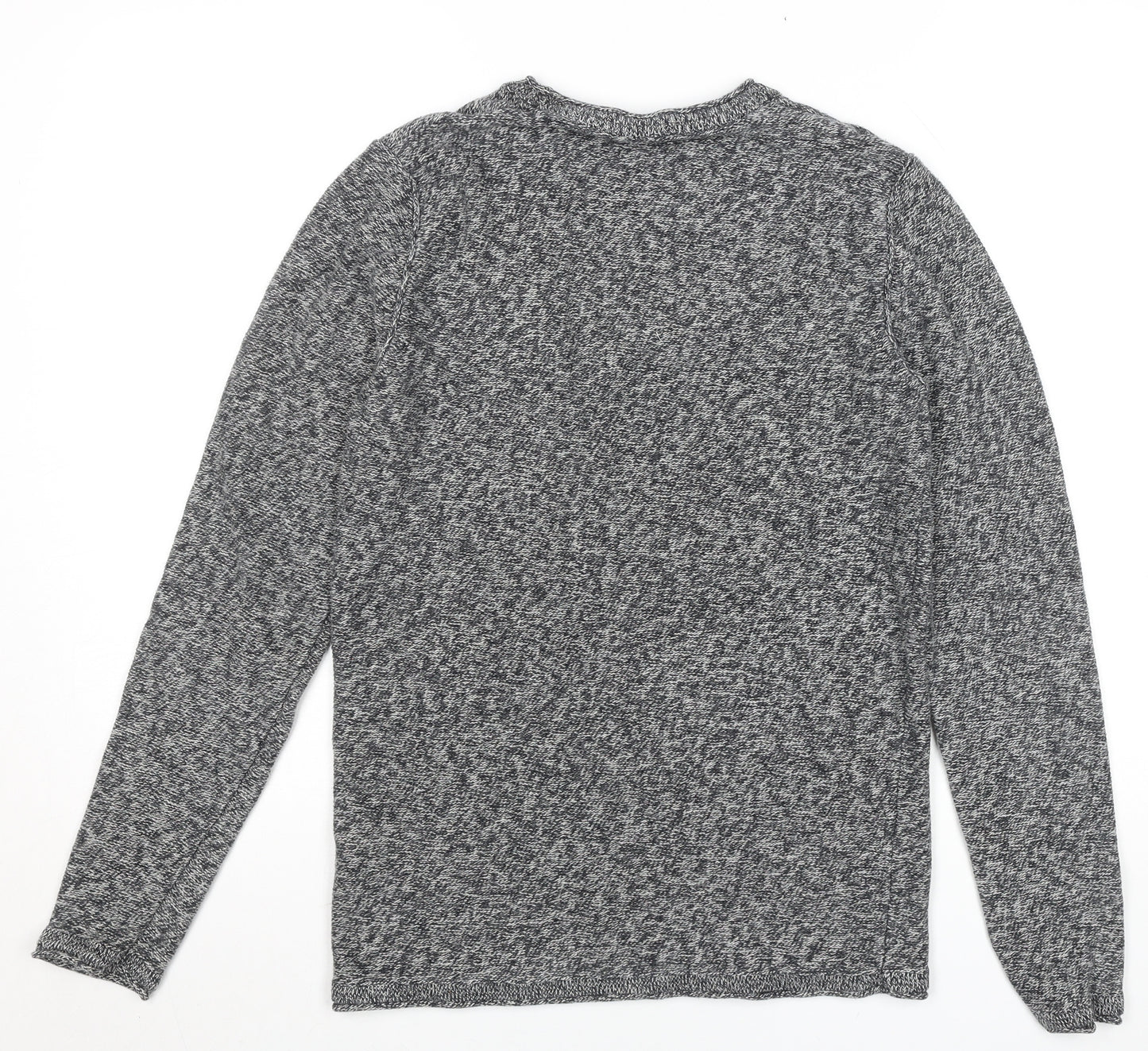 Jack & Jones Men's Grey Cotton Knit Crew Neck Jumper Size M