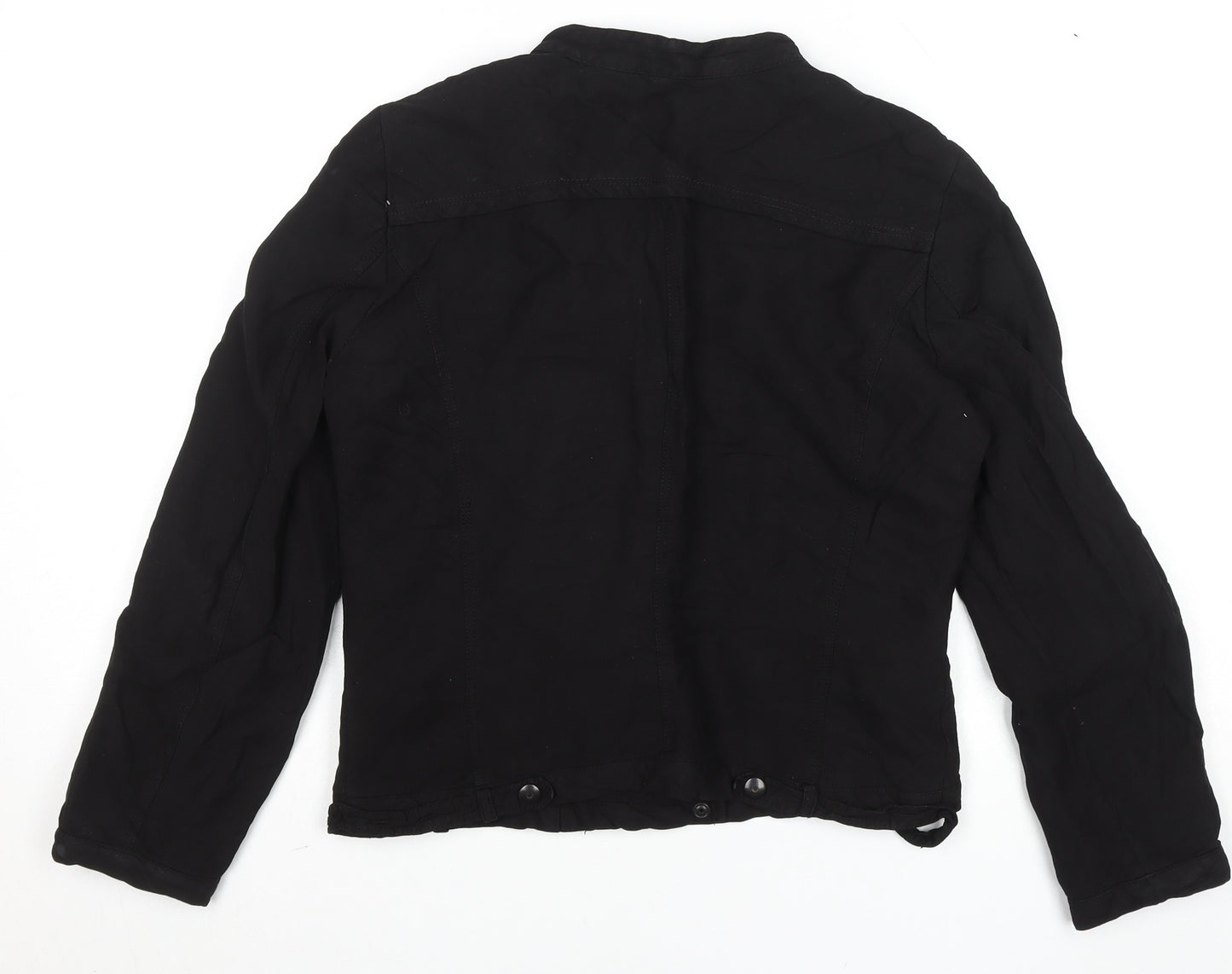Zara Women’s Black Linen Blend Biker Jacket Size 12