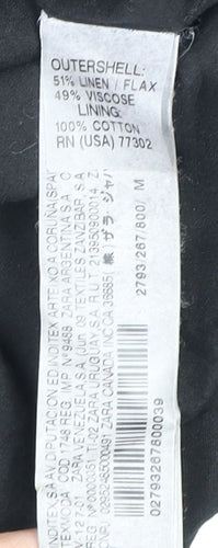 Zara Women’s Black Linen Blend Biker Jacket Size 12