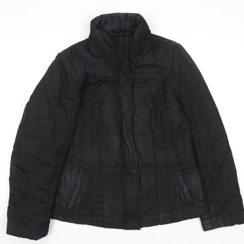 M&Co Women's Black Size 14 Puffer Jacket Polyester Mid-Length