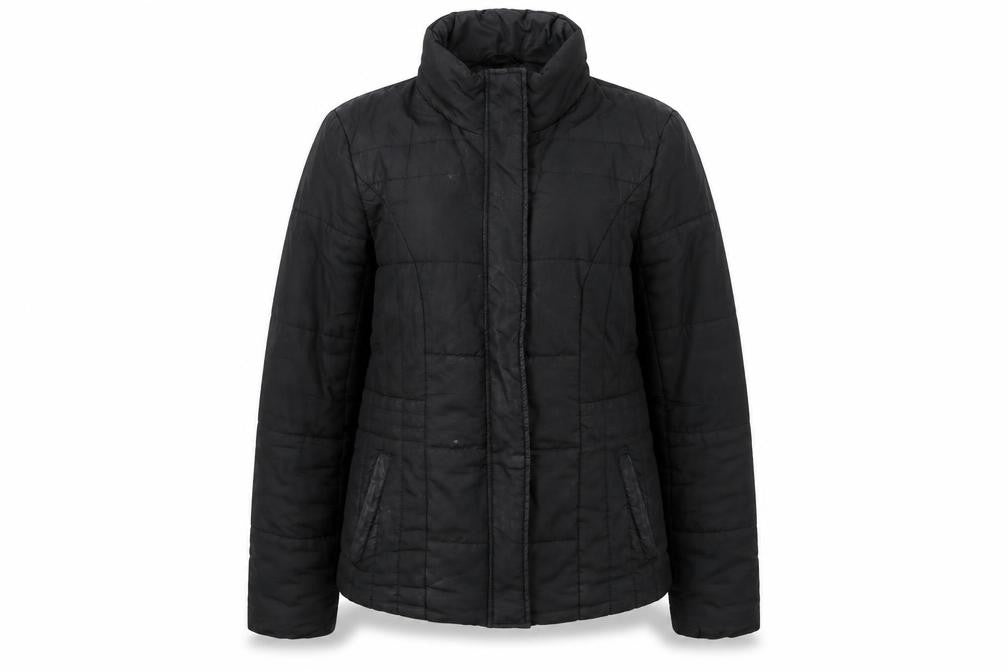 M&Co Women's Black Size 14 Puffer Jacket Polyester Mid-Length