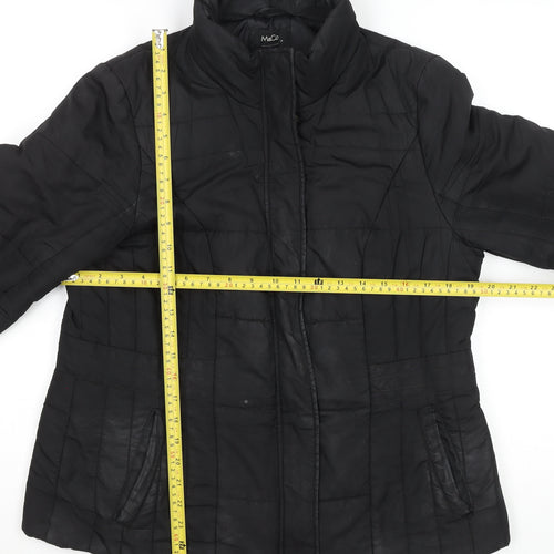 M&Co Women's Black Size 14 Puffer Jacket Polyester Mid-Length
