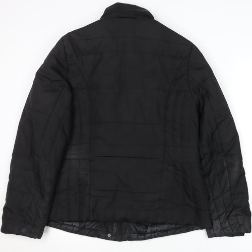 M&Co Women's Black Size 14 Puffer Jacket Polyester Mid-Length