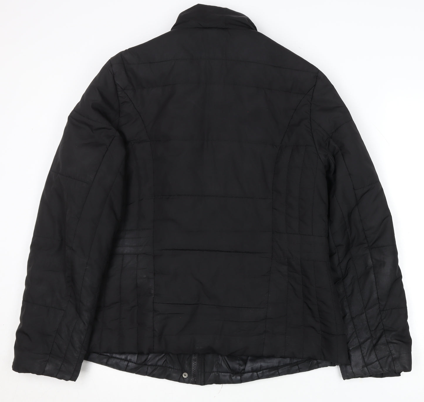 M&Co Women's Black Size 14 Puffer Jacket Polyester Mid-Length