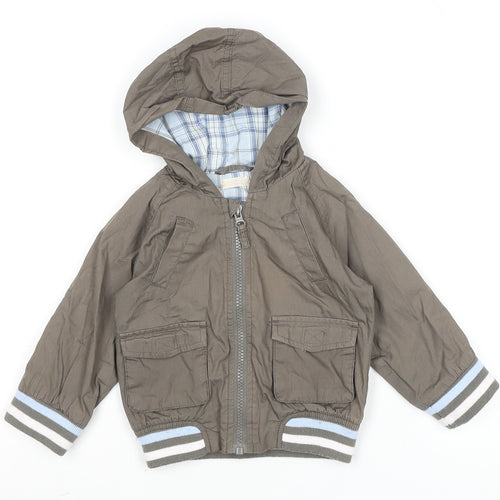 Bornbliss Unisex Baby Brown 9-12 Months Hooded Bomber Jacket Cotton