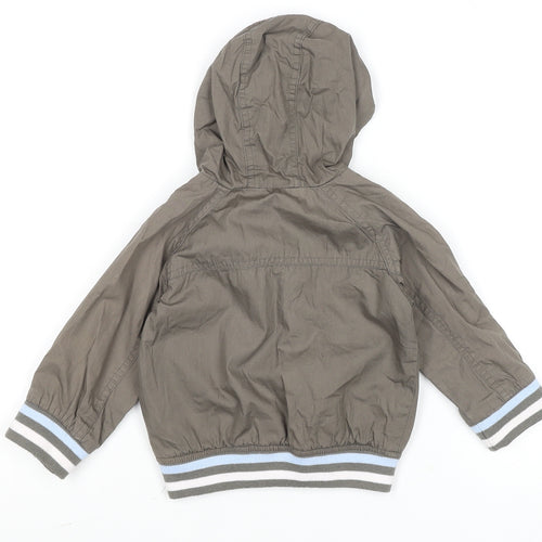 Bornbliss Unisex Baby Brown 9-12 Months Hooded Bomber Jacket Cotton