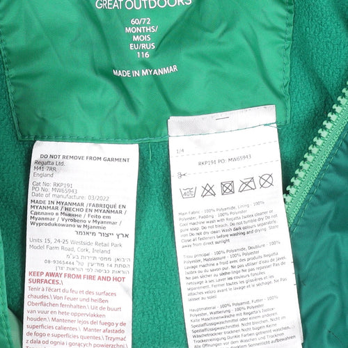 Regatta Boys Green Dinosaur Waterproof Hooded Snowsuit 6 Years