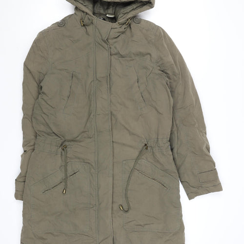 La Redoute Women’s Green Hooded Parka Coat Size 10 Mid-Length