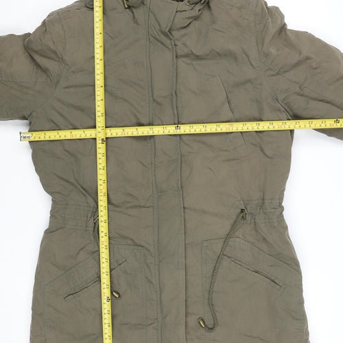 La Redoute Women’s Green Hooded Parka Coat Size 10 Mid-Length