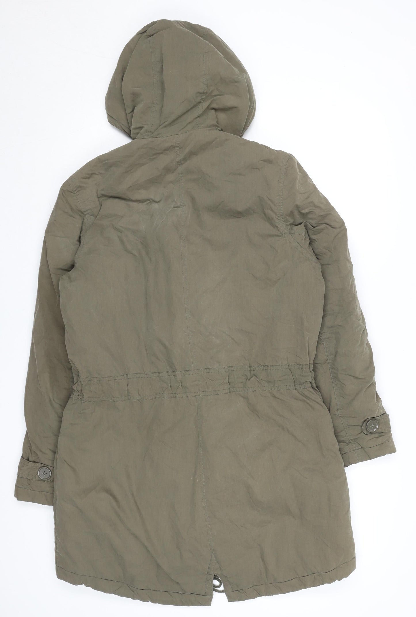 La Redoute Women’s Green Hooded Parka Coat Size 10 Mid-Length