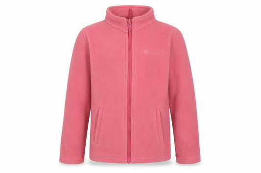 Front view of Mountain Warehouse girls’ pink fleece full zip jacket 9-10 years