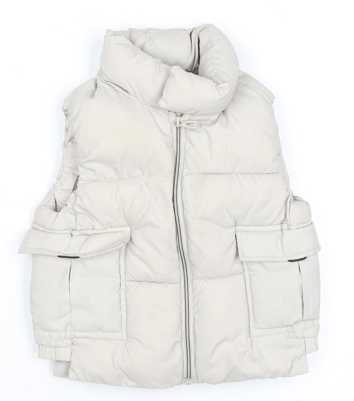 Zara Girls Beige Puffer Jacket 2-3 Years Sleeveless Quilted Gilet