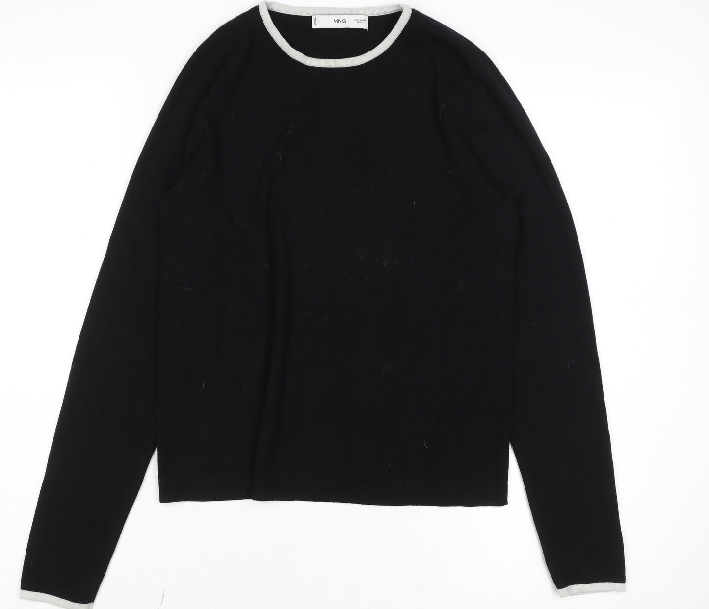 MNG Womens Black Crew Neck Knit Jumper Size 12