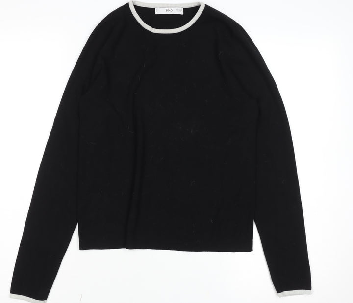 MNG Womens Black Crew Neck Knit Jumper Size 12