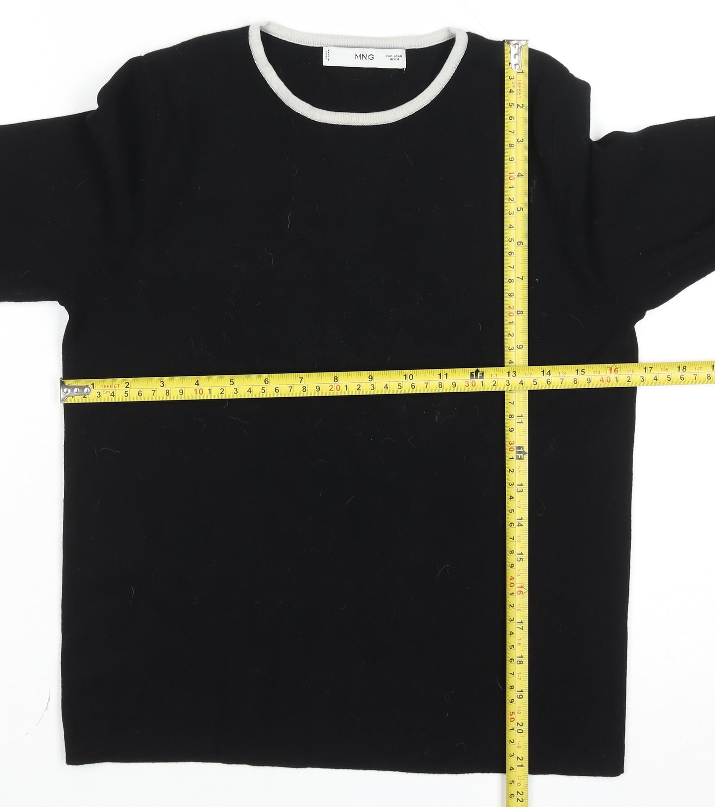 MNG Womens Black Crew Neck Knit Jumper Size 12